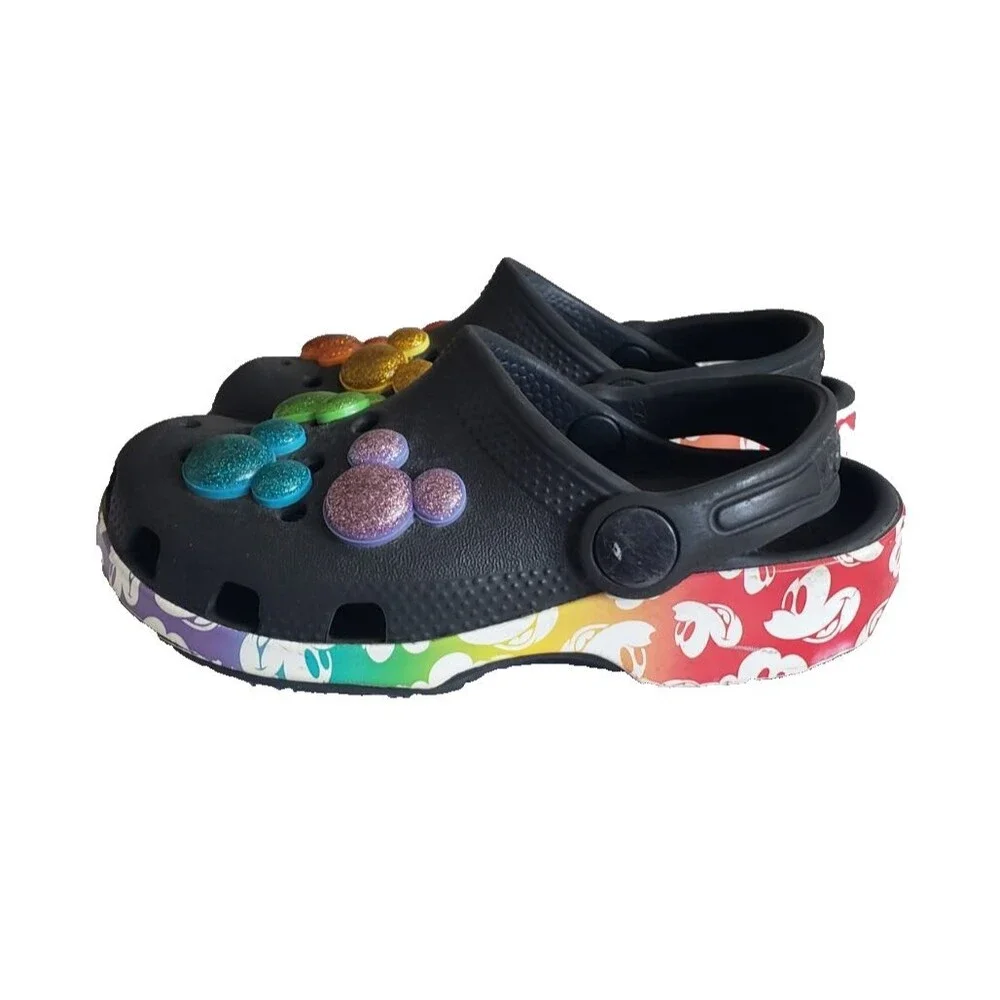 Toddler Disney Pride Black And rainbow Mickey Classic Crocs Toddler Sz C 9